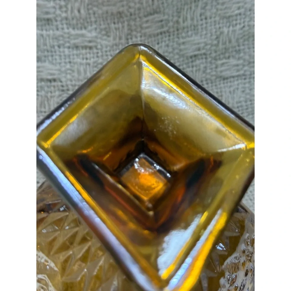Vintage amber Marigold Carnival Glass  Footed Candy Dish 3x6.5in